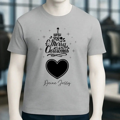 Dein Bild im Merry Christmas Tree + Name für Weihnachten • Unisex Premium T-Shirt XS-5XL aus Bio-Baumwolle für Damen & Herren • Exklusivdesign • personalisiert
