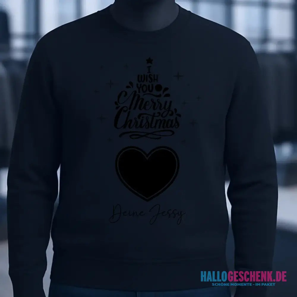 Dein Bild im Merry Christmas Tree + Name für Weihnachten • Unisex Sweatshirt Bio-Baumwolle in 4 Farben XS-3XL • personalisiert