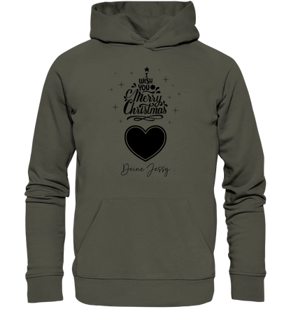 Dein Bild im Merry Christmas Tree + Name für Weihnachten • Musik • Unisex Premium Hoodie XS - 5XL aus Bio - Baumwolle für Damen & Herren von HalloGeschenk.de