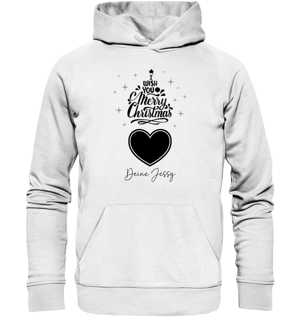 Dein Bild im Merry Christmas Tree + Name für Weihnachten • Musik • Unisex Premium Hoodie XS - 5XL aus Bio - Baumwolle für Damen & Herren von HalloGeschenk.de