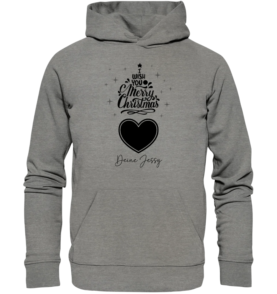 Dein Bild im Merry Christmas Tree + Name für Weihnachten • Musik • Unisex Premium Hoodie XS - 5XL aus Bio - Baumwolle für Damen & Herren von HalloGeschenk.de