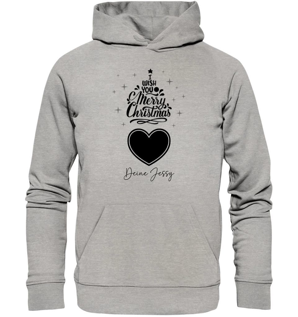 Dein Bild im Merry Christmas Tree + Name für Weihnachten • Musik • Unisex Premium Hoodie XS - 5XL aus Bio - Baumwolle für Damen & Herren von HalloGeschenk.de