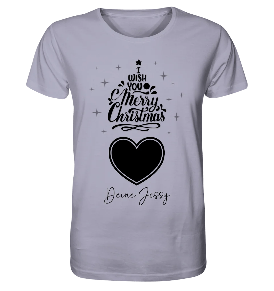 Dein Bild im Merry Christmas Tree + Name für Weihnachten • Unisex Premium T-Shirt XS - 5XL aus Bio - Baumwolle für Damen & Herren • Exklusivdesign • personalisiert von HalloGeschenk.de