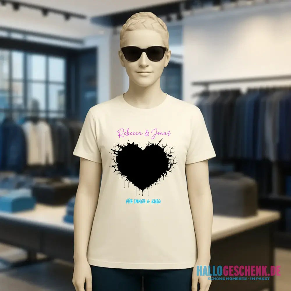 Dein Bild im "Wild-Heart" Design • Ladies Premium T-Shirt XS-2XL aus Bio-Baumwolle für Damen • Fotogeschenk • personalisiert