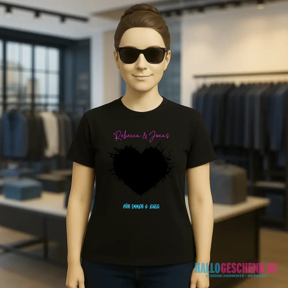 Dein Bild im "Wild-Heart" Design • Ladies Premium T-Shirt XS-2XL aus Bio-Baumwolle für Damen • Fotogeschenk • personalisiert