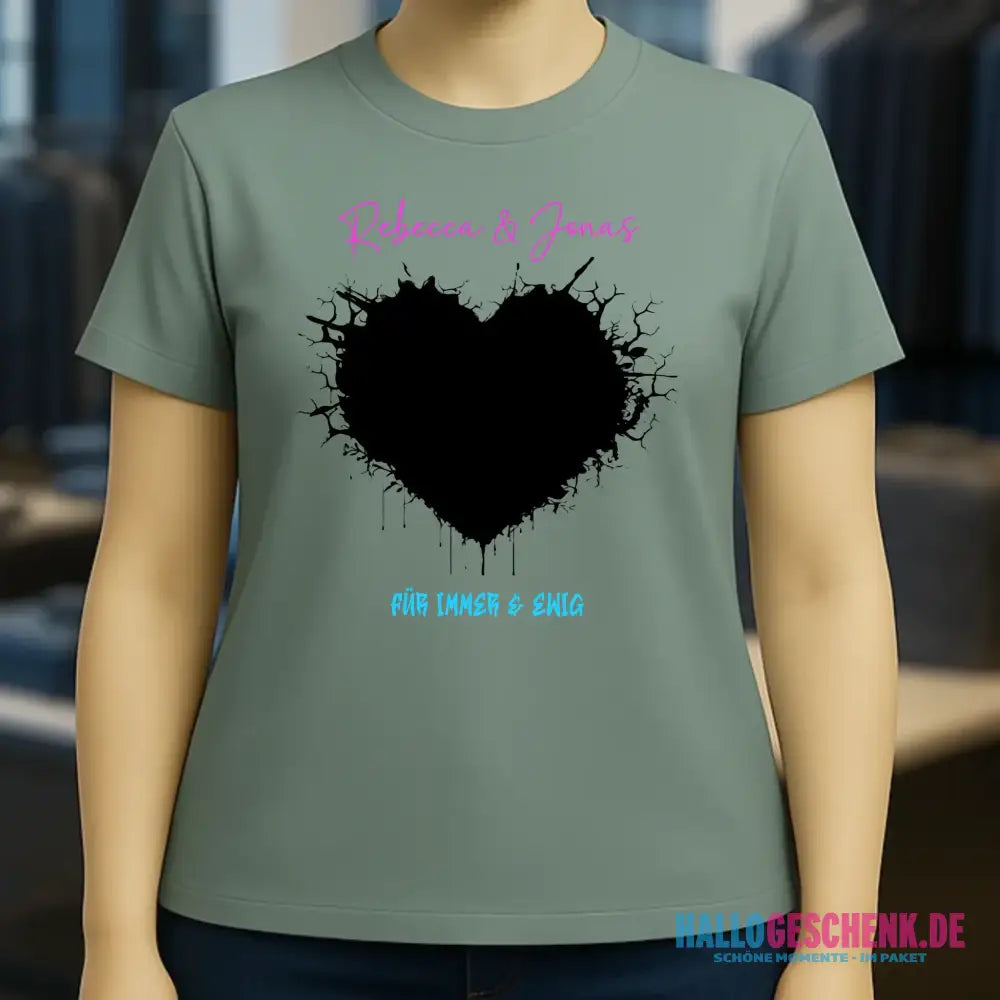 Dein Bild im "Wild-Heart" Design • Ladies Premium T-Shirt XS-2XL aus Bio-Baumwolle für Damen • Fotogeschenk • personalisiert