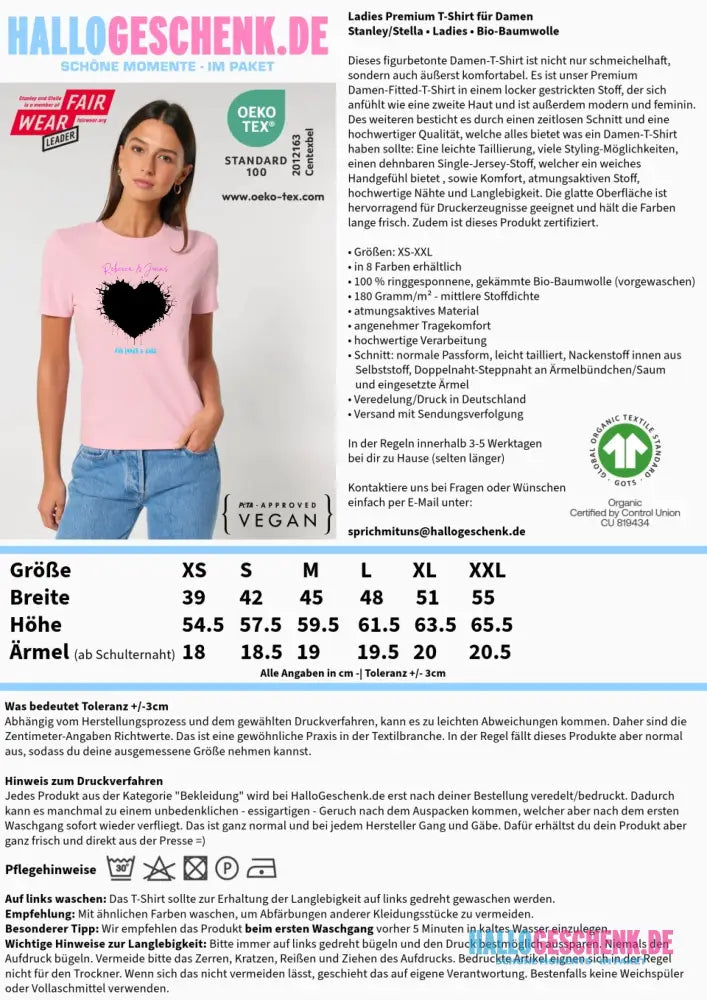 Dein Bild im "Wild-Heart" Design • Ladies Premium T-Shirt XS-2XL aus Bio-Baumwolle für Damen • Fotogeschenk • personalisiert