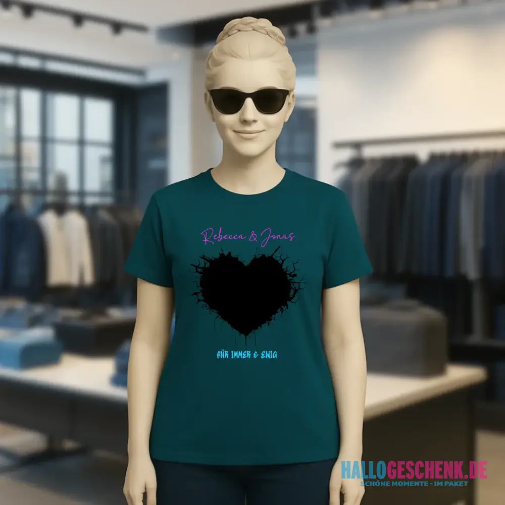 Dein Bild im "Wild-Heart" Design • Ladies Premium T-Shirt XS-2XL aus Bio-Baumwolle für Damen • Fotogeschenk • personalisiert