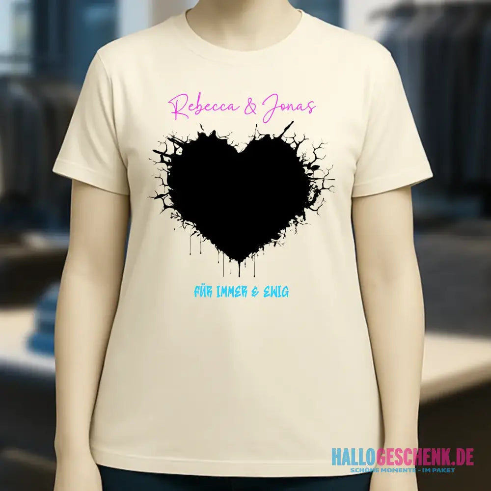 Dein Bild im "Wild-Heart" Design • Ladies Premium T-Shirt XS-2XL aus Bio-Baumwolle für Damen • Fotogeschenk • personalisiert