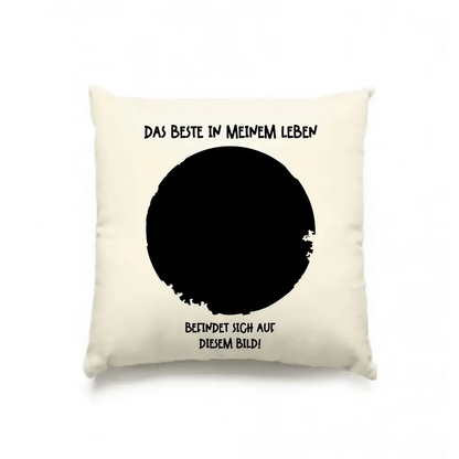 Dein Bild in Kreisform + Text • Kissen 40x40 cm • personalisiert