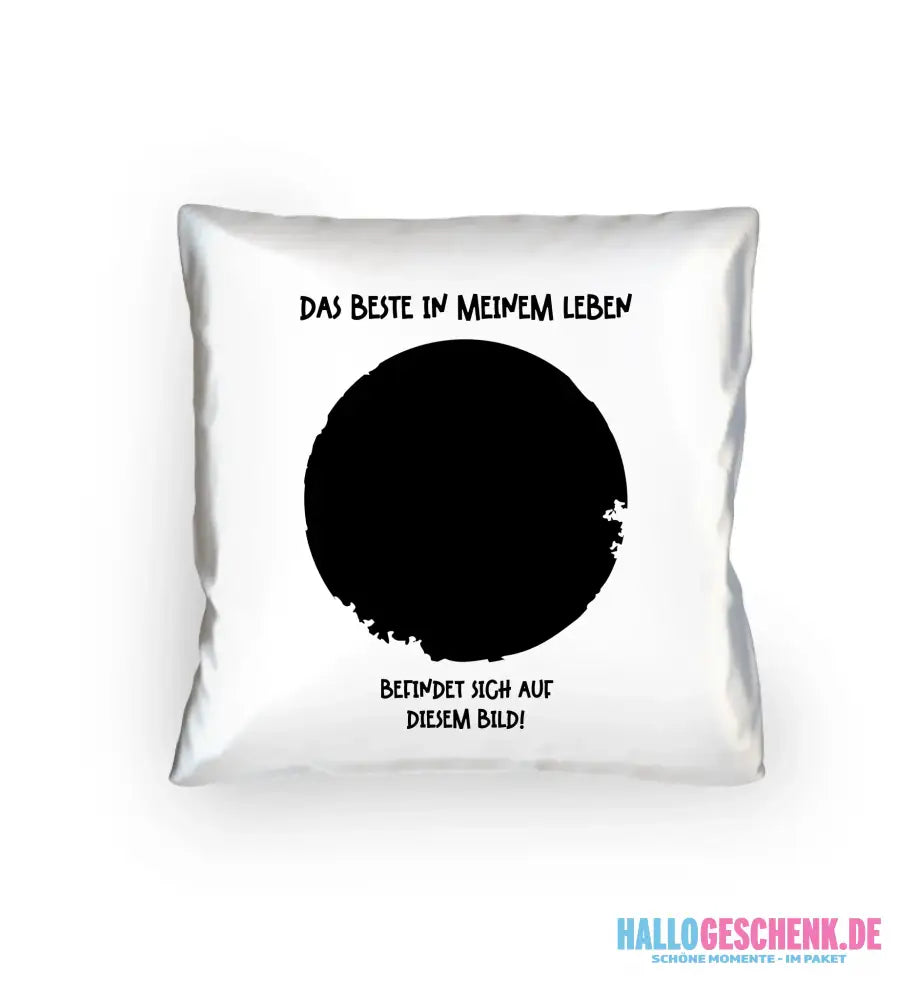 Dein Bild in Kreisform + Text • Kissen 40x40 cm • personalisiert - Kissen 40x40 cm / White / 40cm-x-40cm - Customizer