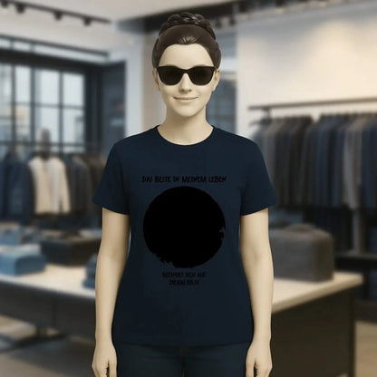 Dein Bild in Kreisform + Text • Ladies Premium T-Shirt XS-2XL aus Bio-Baumwolle für Damen • Exklusivdesign • personalisiert