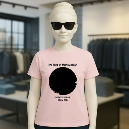 Dein Bild in Kreisform + Text • Ladies Premium T-Shirt XS-2XL aus Bio-Baumwolle für Damen • Exklusivdesign • personalisiert