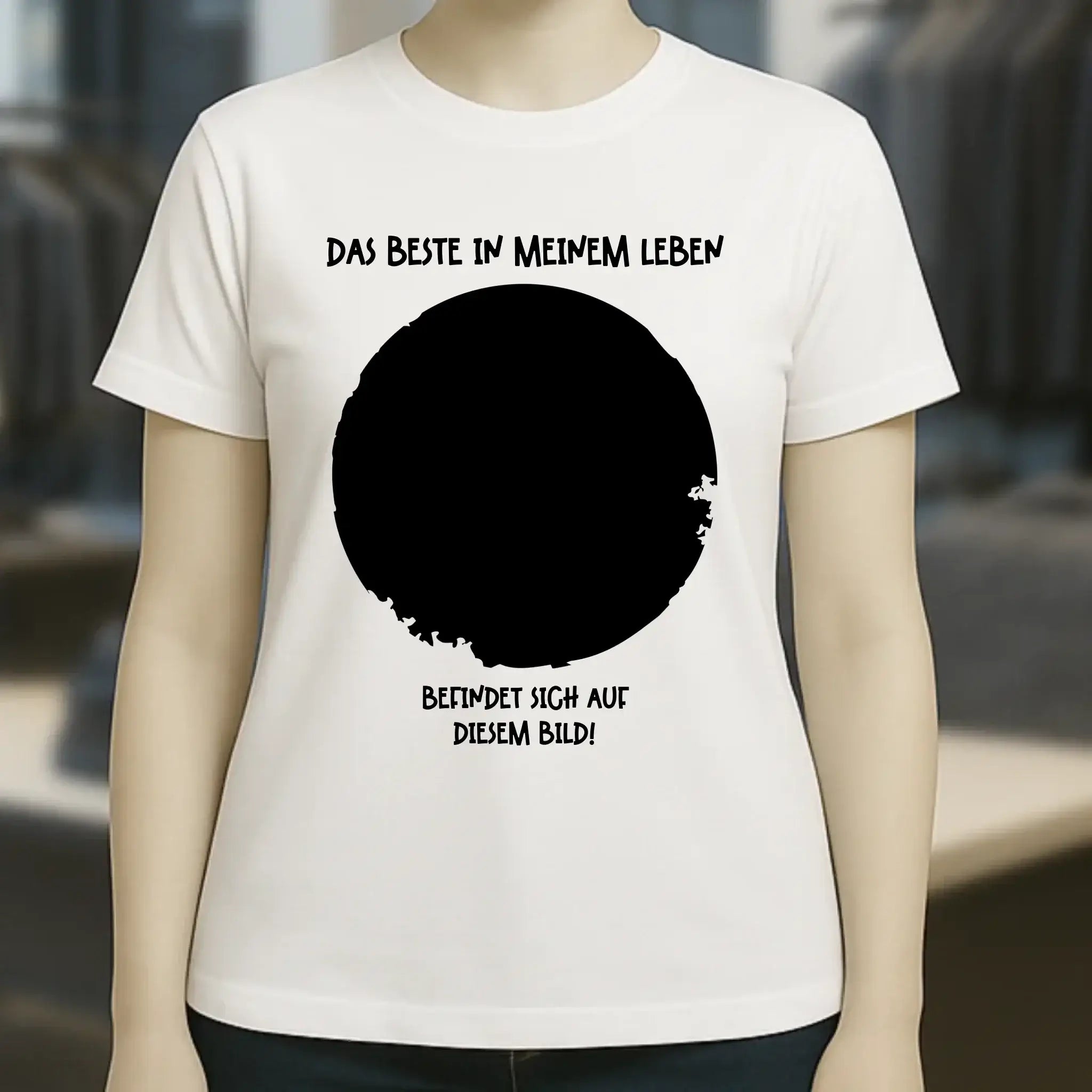 Dein Bild in Kreisform + Text • Ladies Premium T-Shirt XS-2XL aus Bio-Baumwolle für Damen • Exklusivdesign • personalisiert