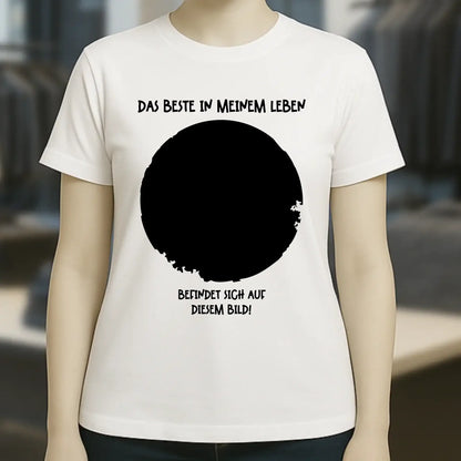 Dein Bild in Kreisform + Text • Ladies Premium T-Shirt XS-2XL aus Bio-Baumwolle für Damen • Exklusivdesign • personalisiert