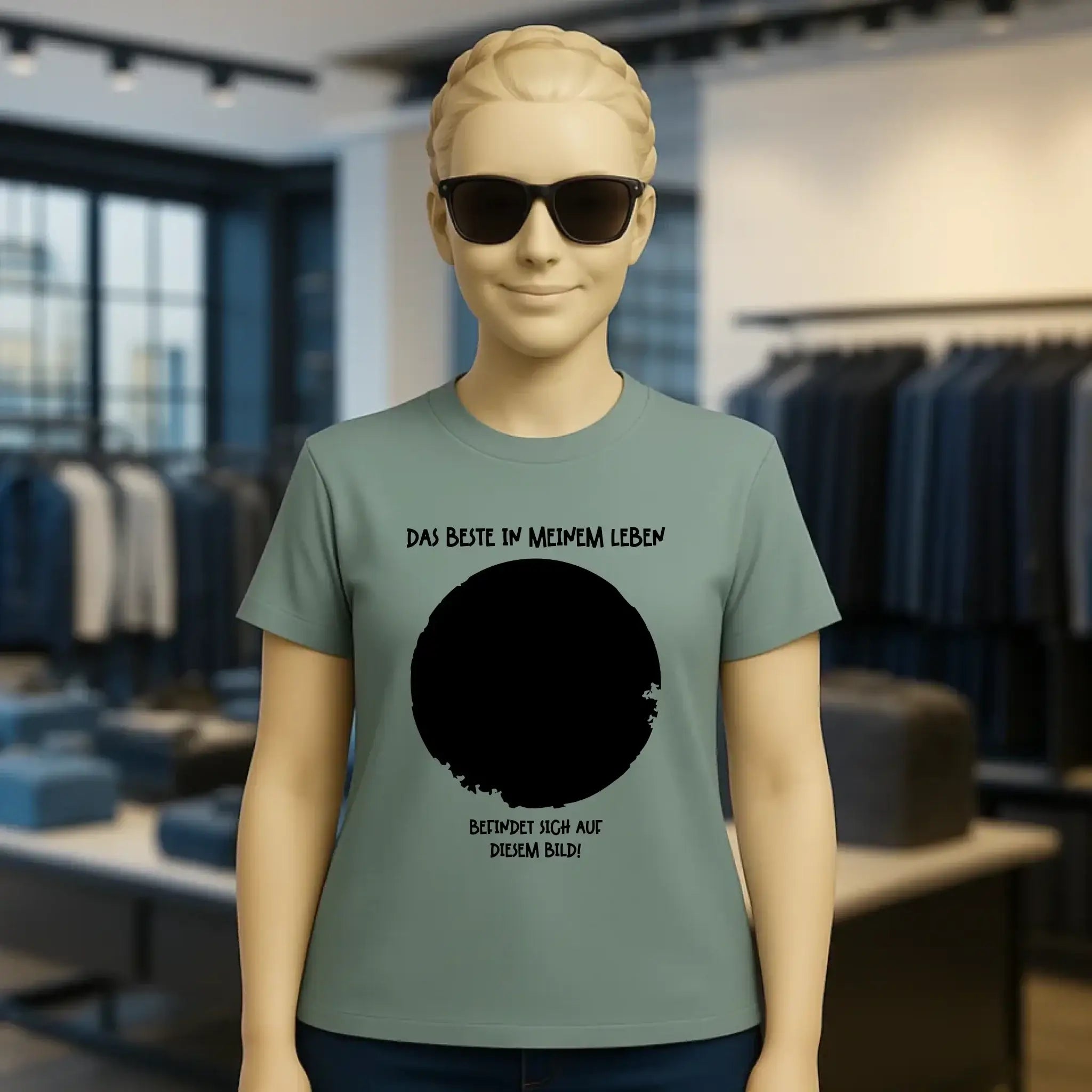 Dein Bild in Kreisform + Text • Ladies Premium T-Shirt XS-2XL aus Bio-Baumwolle für Damen • Exklusivdesign • personalisiert