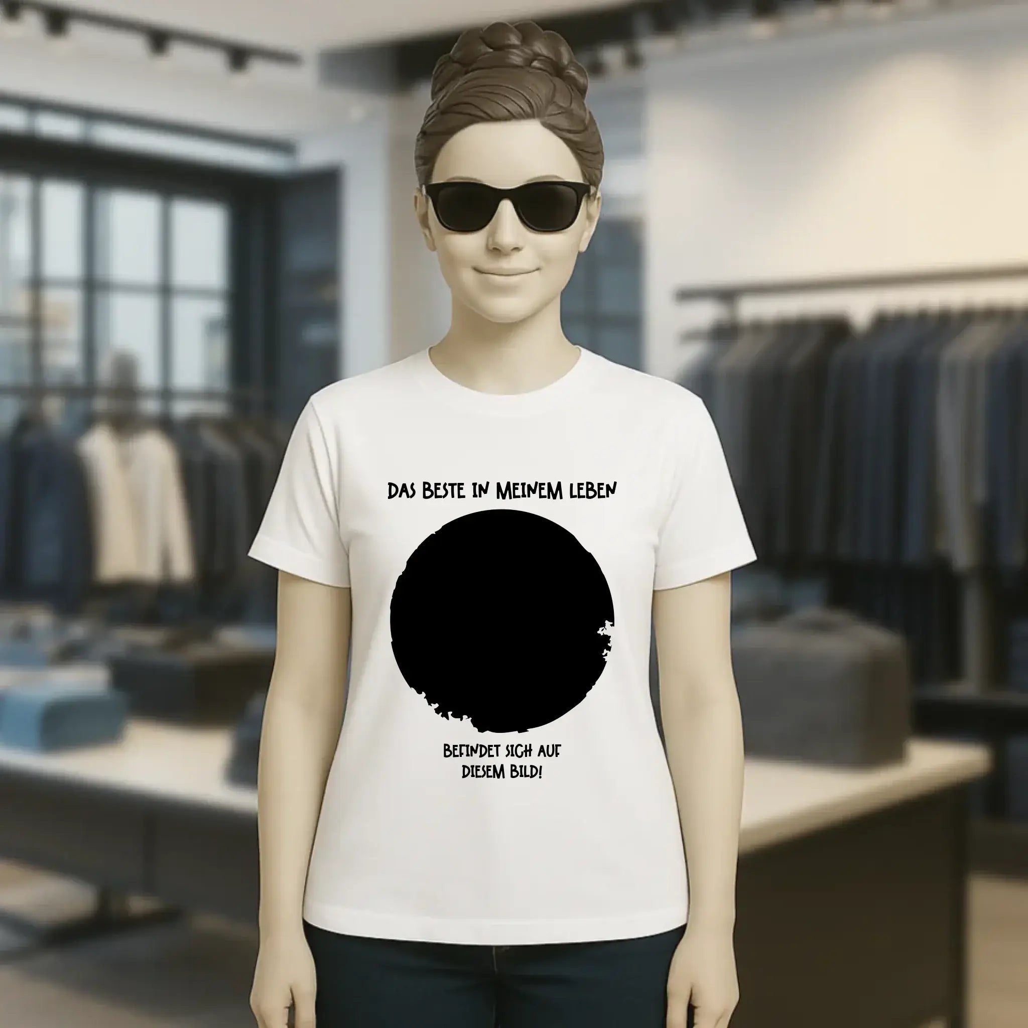 Dein Bild in Kreisform + Text • Ladies Premium T-Shirt XS-2XL aus Bio-Baumwolle für Damen • Exklusivdesign • personalisiert