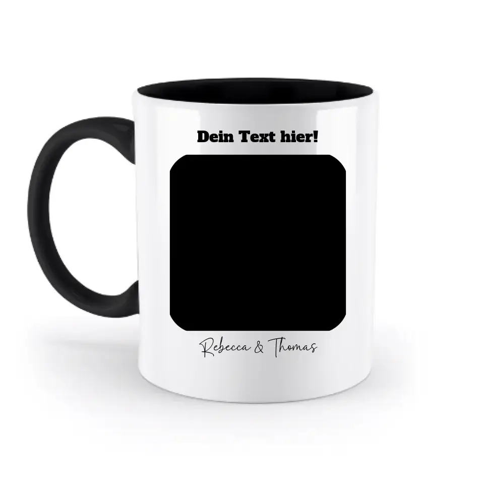 Dein Bild in viereckigen Form - zweifarbige Tasse spülmaschinengeeignet • Fotogeschenk • personalisiert