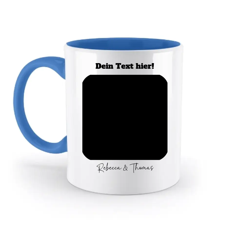 Dein Bild in viereckigen Form - zweifarbige Tasse spülmaschinengeeignet • Fotogeschenk • personalisiert