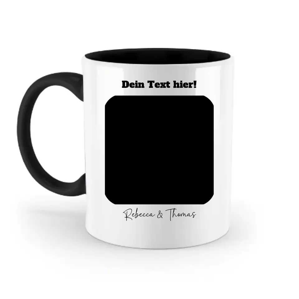 Dein Bild in viereckigen Form - zweifarbige Tasse spülmaschinengeeignet • Fotogeschenk • personalisiert