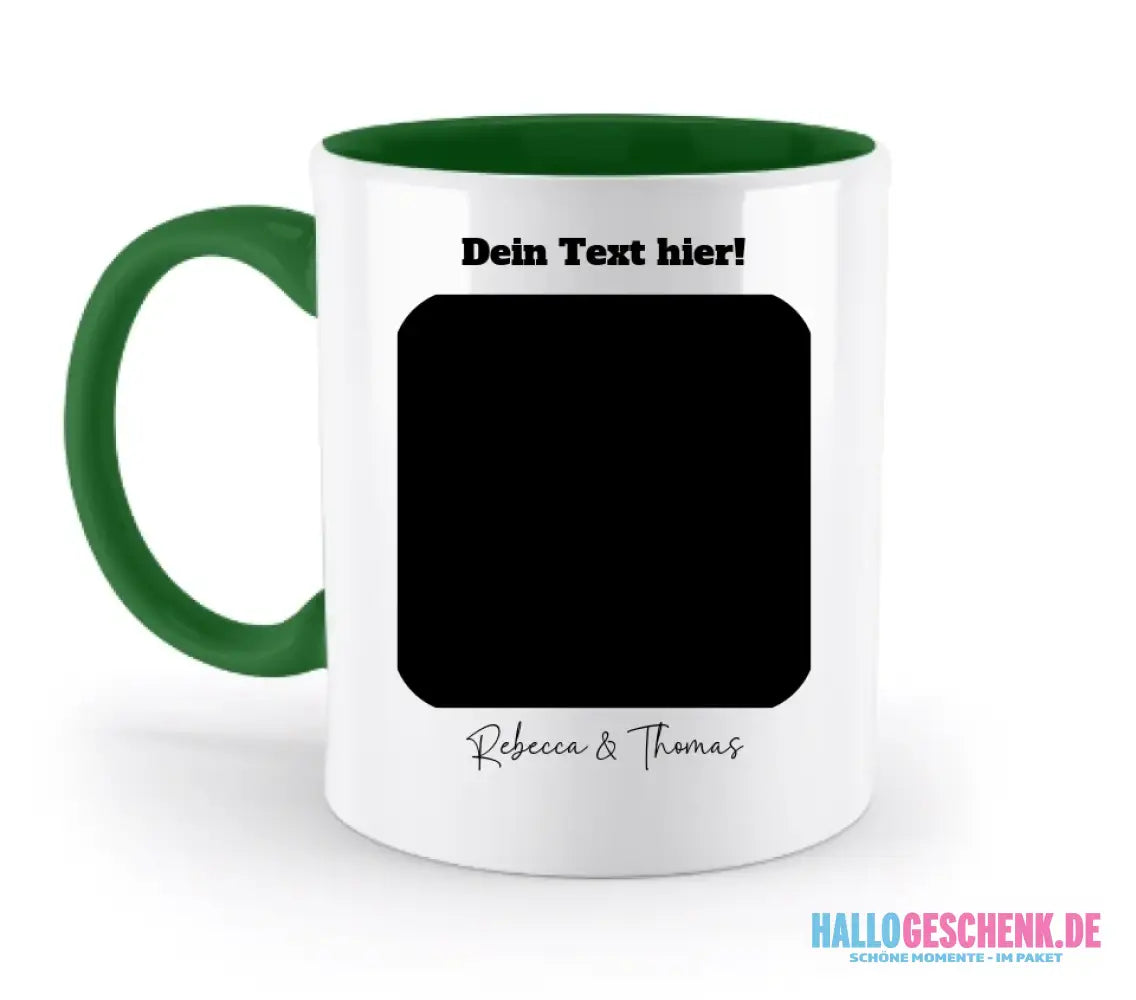 Dein Bild in viereckigen Form - zweifarbige Tasse spülmaschinengeeignet • Fotogeschenk • personalisiert