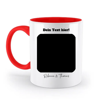 Dein Bild in viereckigen Form - zweifarbige Tasse spülmaschinengeeignet • Fotogeschenk • personalisiert