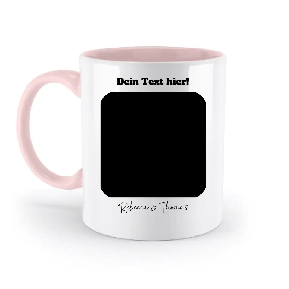 Dein Bild in viereckigen Form - zweifarbige Tasse spülmaschinengeeignet • Fotogeschenk • personalisiert