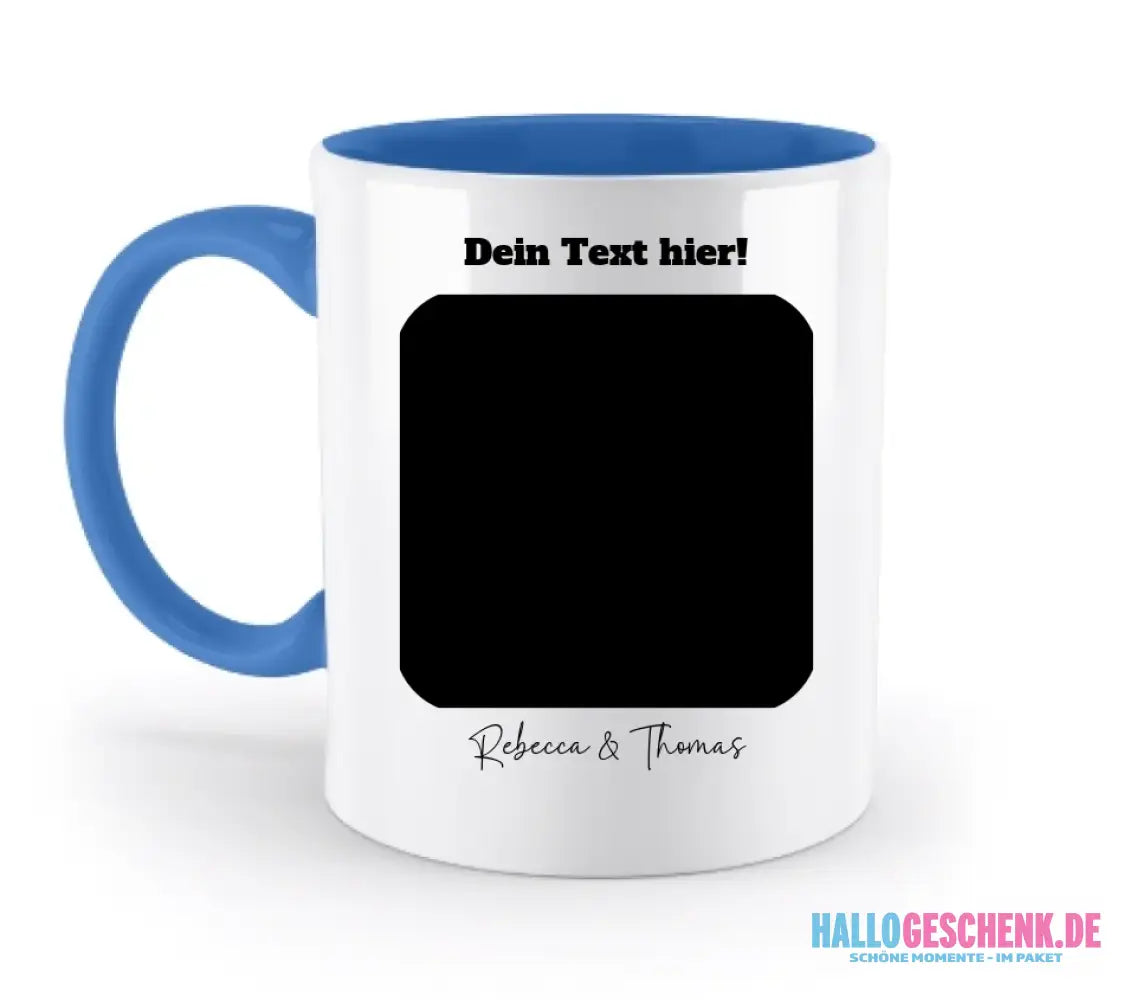 Dein Bild in viereckigen Form - zweifarbige Tasse spülmaschinengeeignet • Fotogeschenk • personalisiert