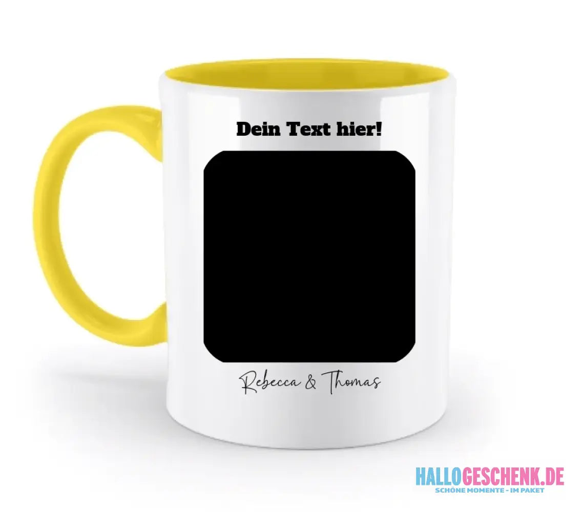 Dein Bild in viereckigen Form - zweifarbige Tasse spülmaschinengeeignet • Fotogeschenk • personalisiert