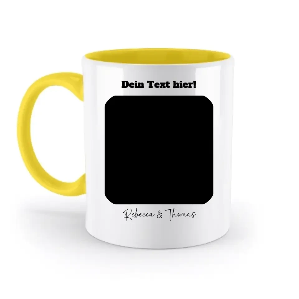Dein Bild in viereckigen Form - zweifarbige Tasse spülmaschinengeeignet • Fotogeschenk • personalisiert