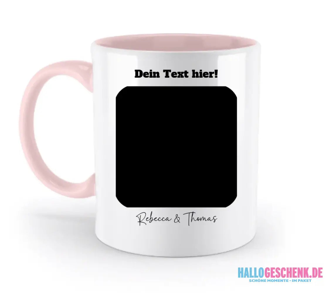 Dein Bild in viereckigen Form - zweifarbige Tasse spülmaschinengeeignet • Fotogeschenk • personalisiert