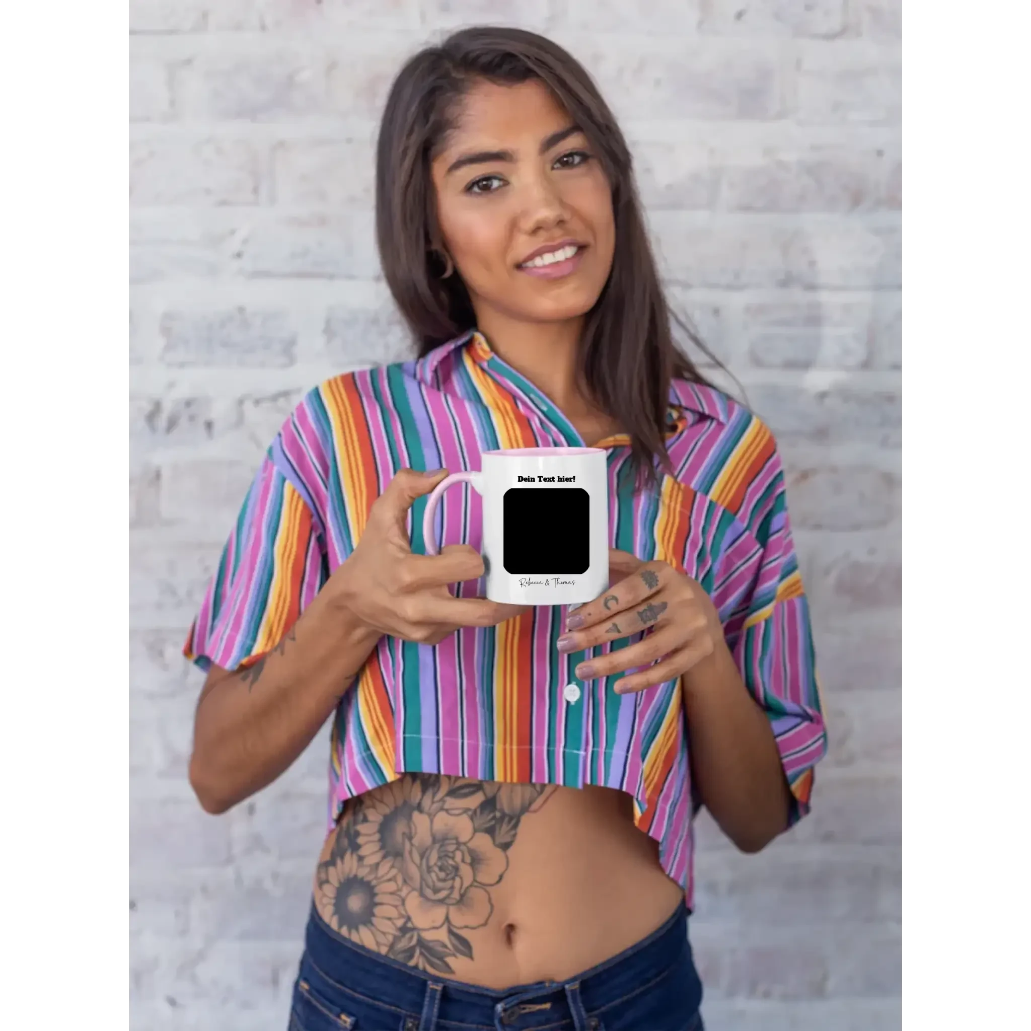 Dein Bild in viereckigen Form - zweifarbige Tasse spülmaschinengeeignet • Fotogeschenk • personalisiert