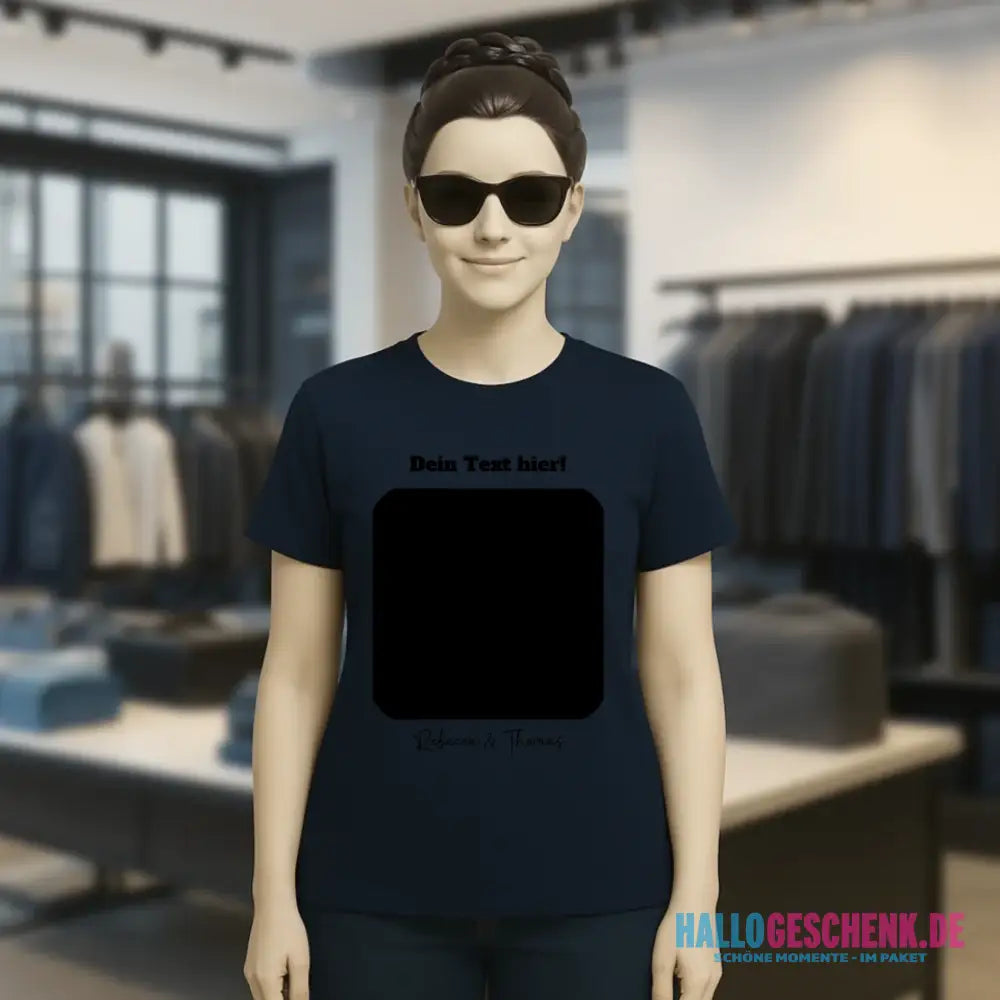 Dein Bild in viereckiger Form personalisierbar • Ladies Premium T-Shirt XS-2XL aus Bio-Baumwolle für Damen