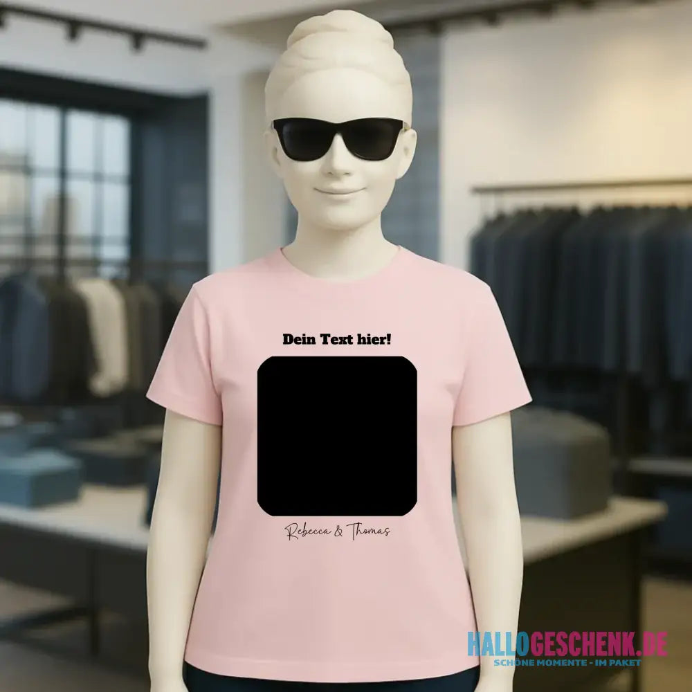 Dein Bild in viereckiger Form personalisierbar • Ladies Premium T-Shirt XS-2XL aus Bio-Baumwolle für Damen