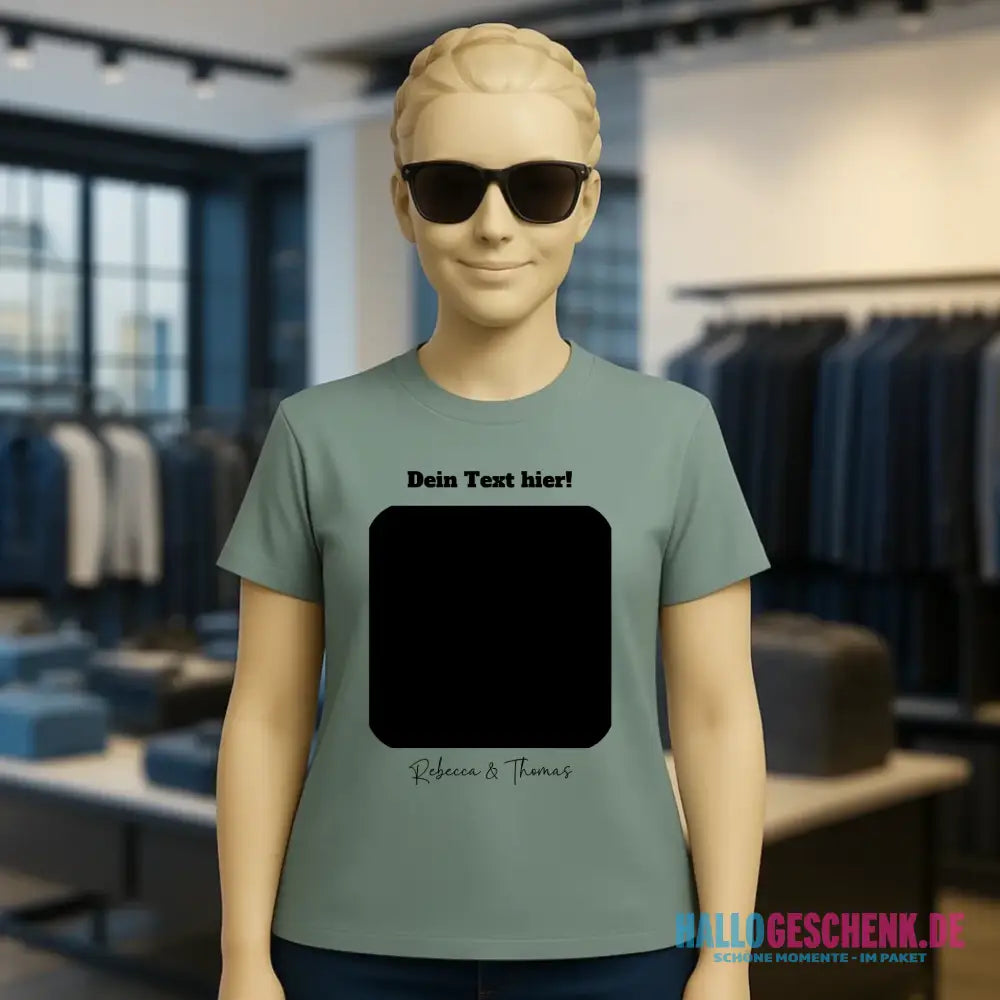 Dein Bild in viereckiger Form personalisierbar • Ladies Premium T-Shirt XS-2XL aus Bio-Baumwolle für Damen