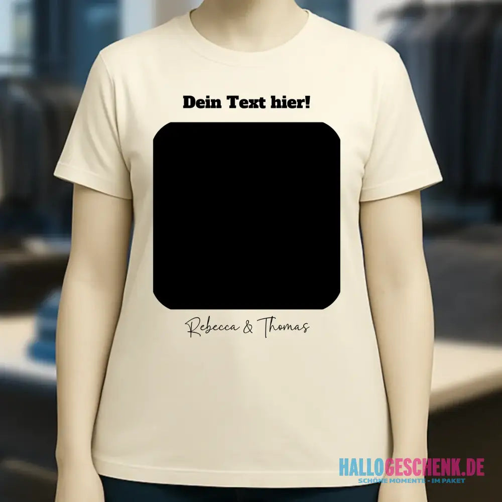 Dein Bild in viereckiger Form personalisierbar • Ladies Premium T-Shirt XS-2XL aus Bio-Baumwolle für Damen