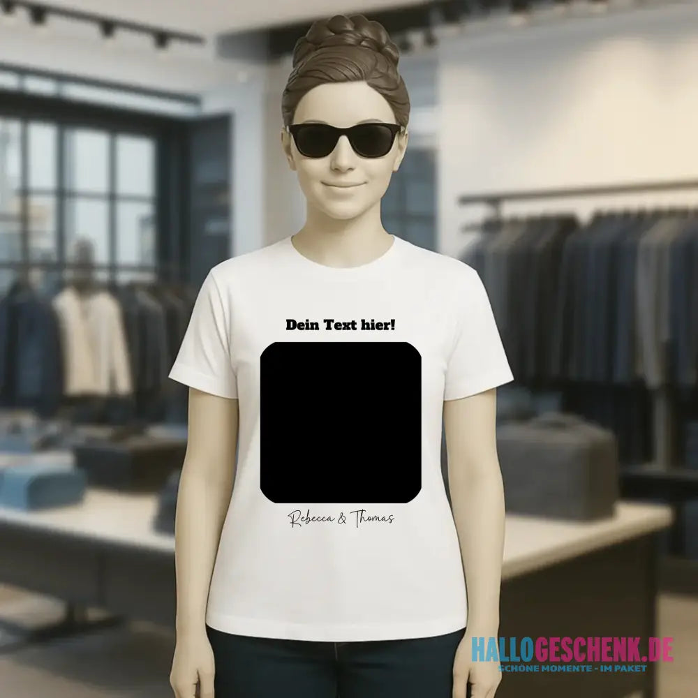 Dein Bild in viereckiger Form personalisierbar • Ladies Premium T-Shirt XS-2XL aus Bio-Baumwolle für Damen