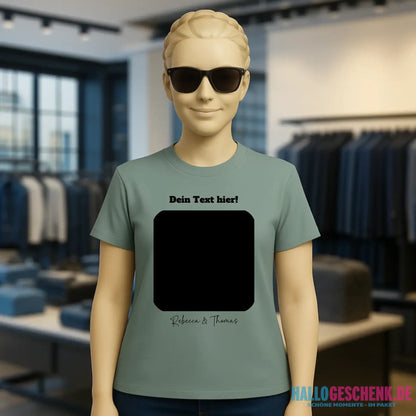 Dein Bild in viereckiger Form personalisierbar • Ladies Premium T-Shirt XS-2XL aus Bio-Baumwolle für Damen