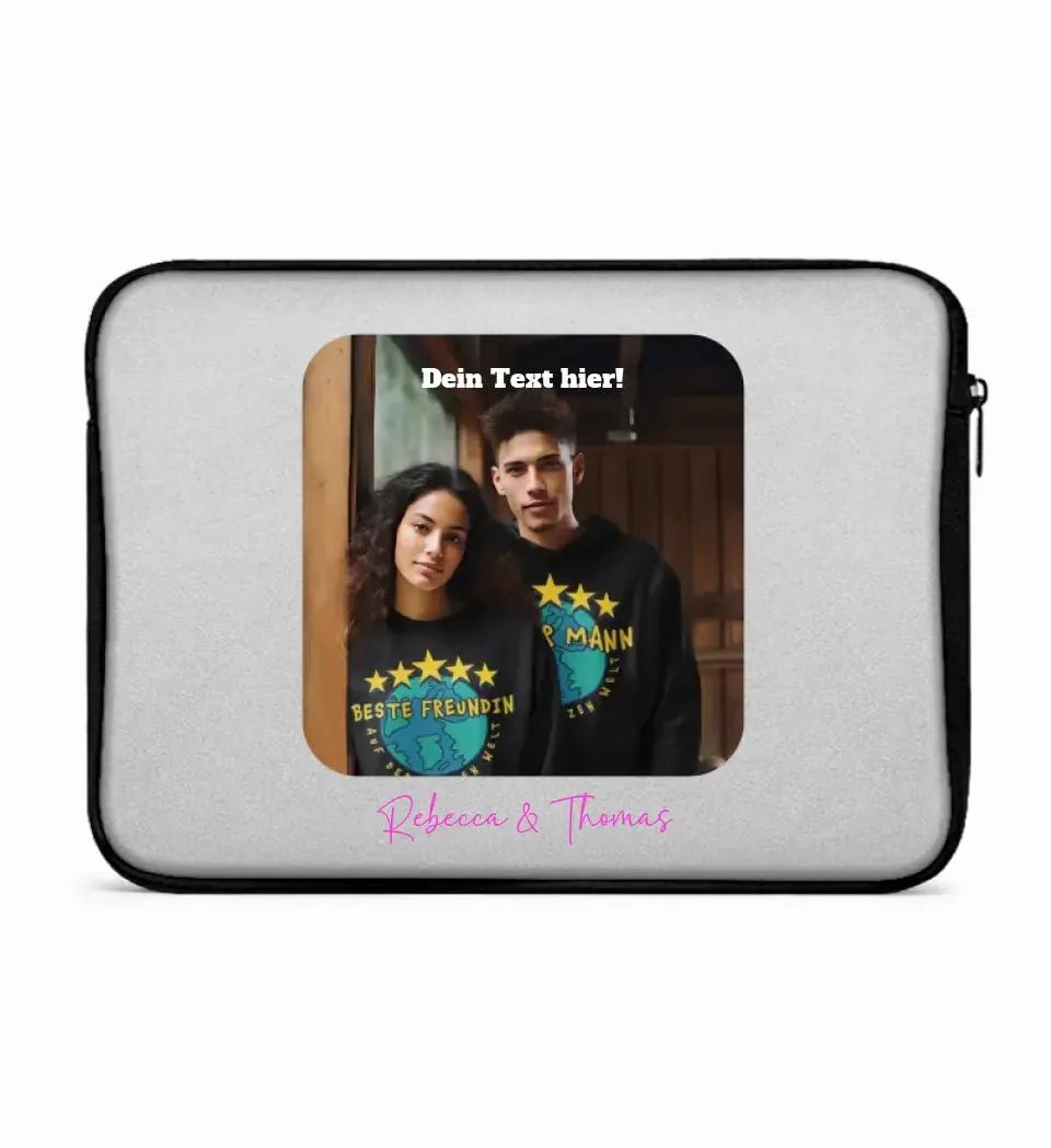 Dein Bild in viereckiger Form (personalisierbar) • Laptop Case 13" Zoll Notebook - Tasche von HalloGeschenk.de