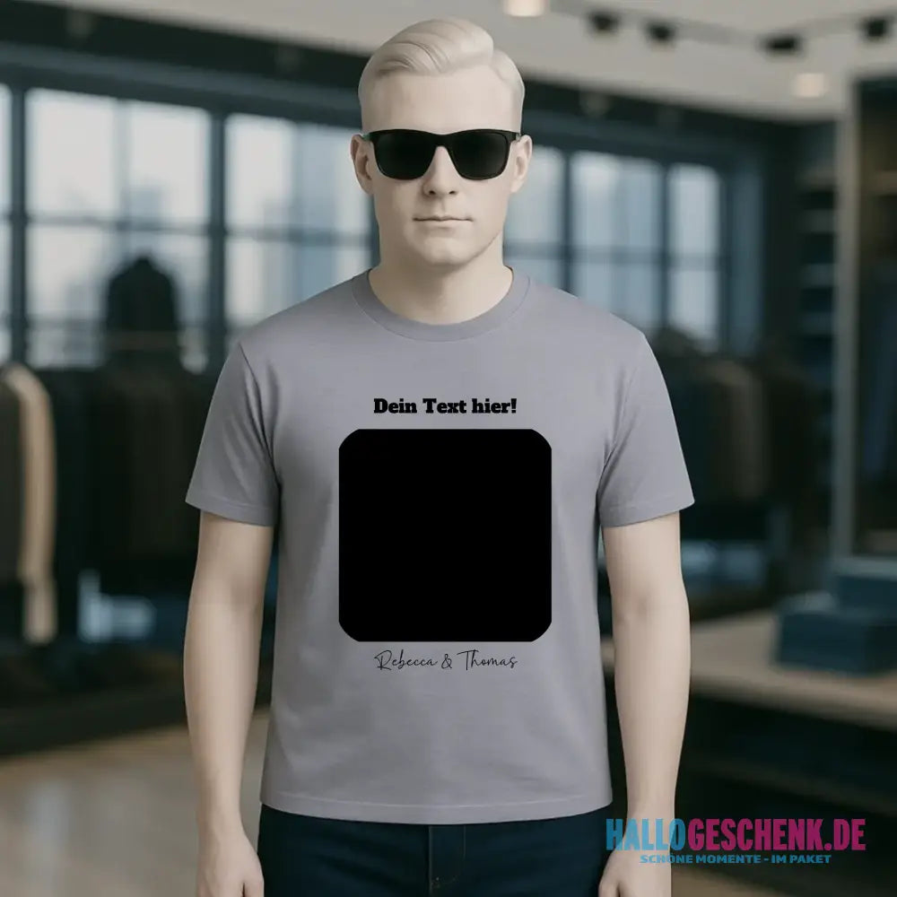 Dein Bild in viereckiger Form personalisierbar - Unisex Premium T-Shirt XS-5XL aus Bio-Baumwolle für Damen & Herren • Fotogeschenk • personalisiert