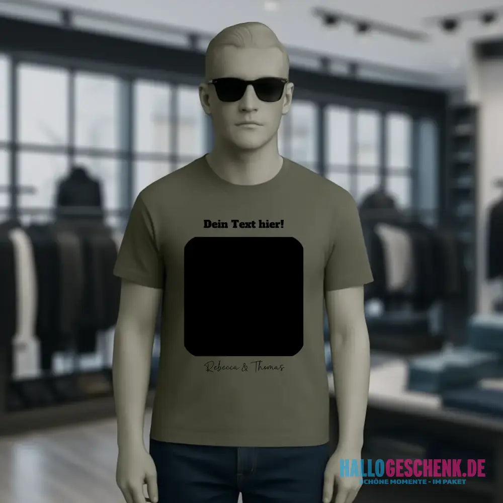 Dein Bild in viereckiger Form personalisierbar - Unisex Premium T-Shirt XS-5XL aus Bio-Baumwolle für Damen & Herren • Fotogeschenk • personalisiert