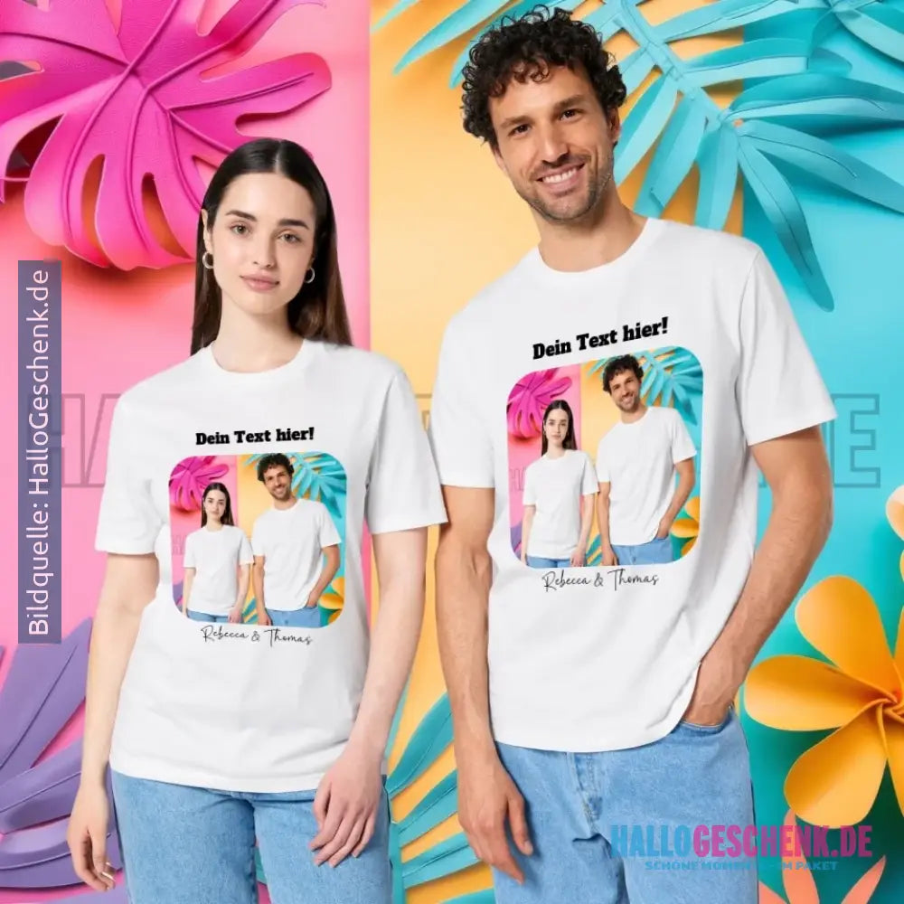 Dein Bild in viereckiger Form personalisierbar - Unisex Premium T-Shirt XS-5XL aus Bio-Baumwolle für Damen & Herren • Fotogeschenk • personalisiert
