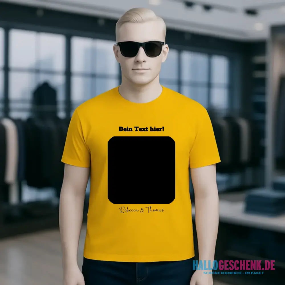 Dein Bild in viereckiger Form personalisierbar - Unisex Premium T-Shirt XS-5XL aus Bio-Baumwolle für Damen & Herren • Fotogeschenk • personalisiert