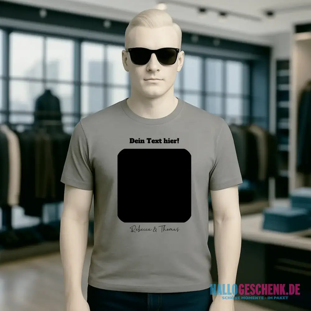 Dein Bild in viereckiger Form personalisierbar - Unisex Premium T-Shirt XS-5XL aus Bio-Baumwolle für Damen & Herren • Fotogeschenk • personalisiert