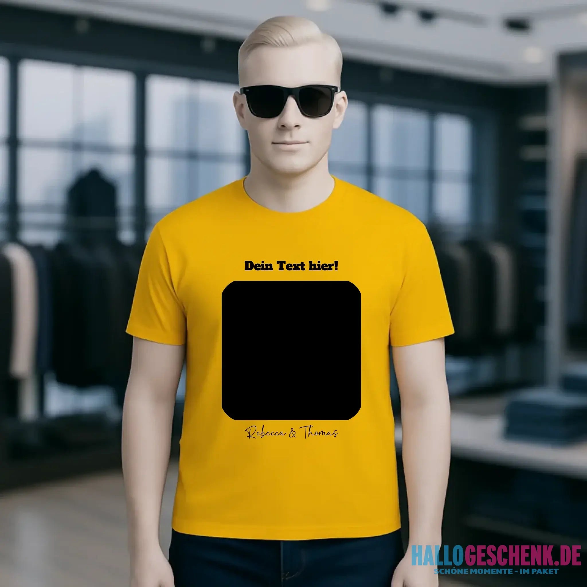 Dein Bild in viereckiger Form personalisierbar - Unisex Premium T-Shirt XS-5XL aus Bio-Baumwolle für Damen & Herren • Fotogeschenk • personalisiert
