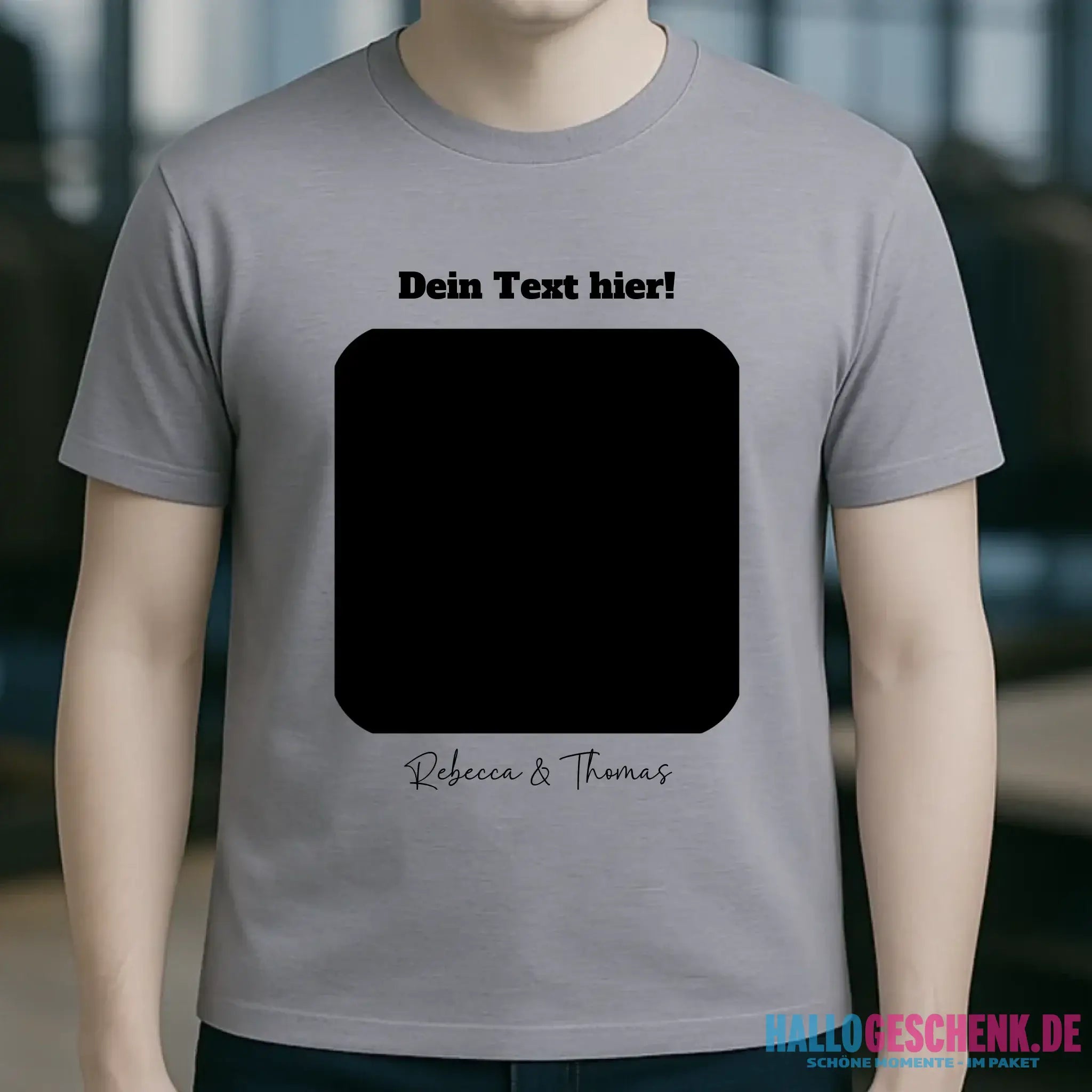 Dein Bild in viereckiger Form personalisierbar - Unisex Premium T-Shirt XS-5XL aus Bio-Baumwolle für Damen & Herren • Fotogeschenk • personalisiert
