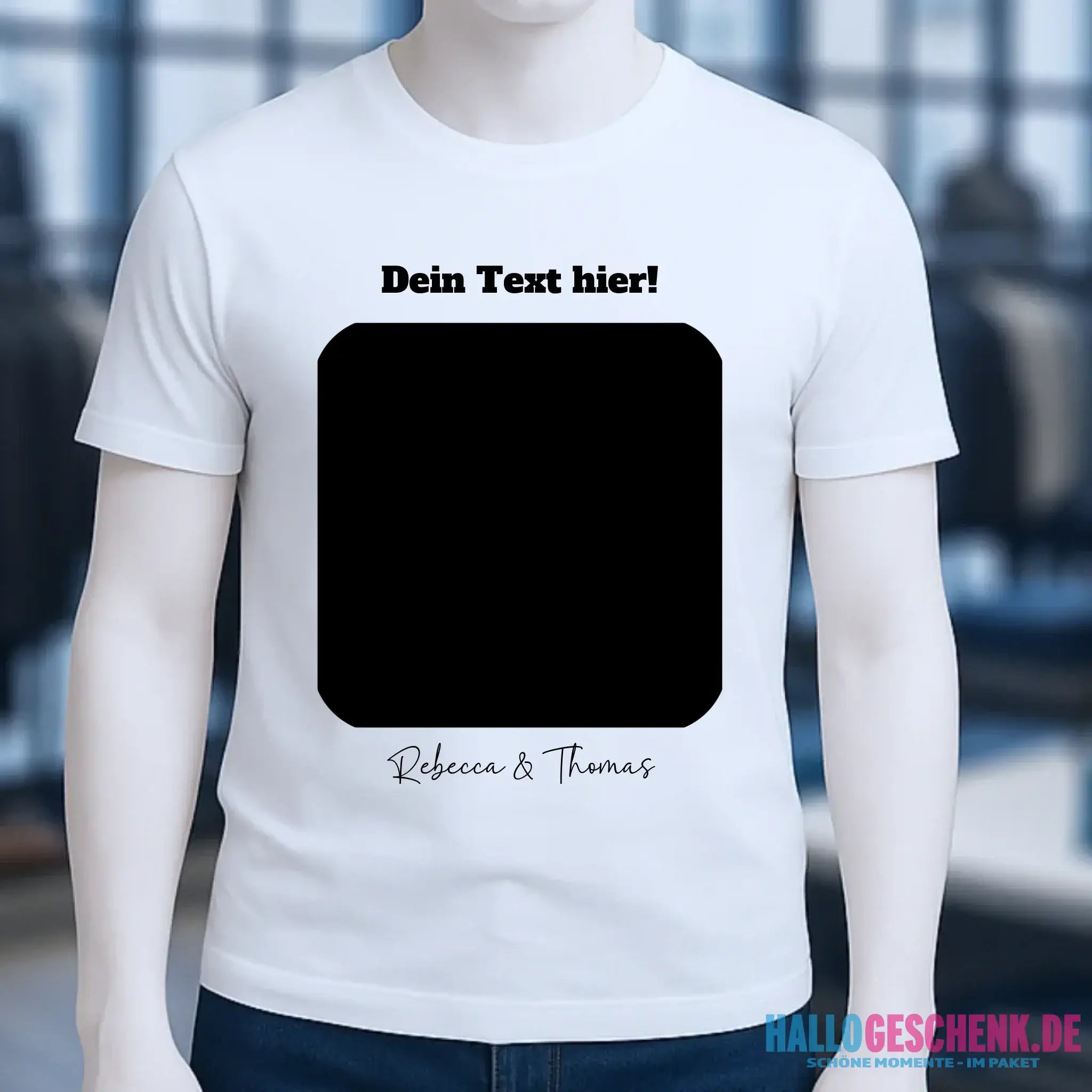 Dein Bild in viereckiger Form personalisierbar - Unisex Premium T-Shirt XS-5XL aus Bio-Baumwolle für Damen & Herren • Fotogeschenk • personalisiert