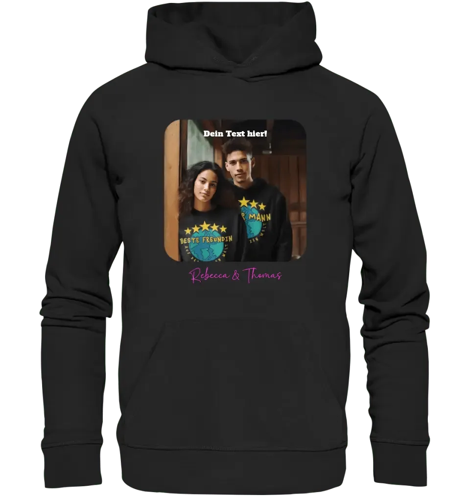 Dein Bild in viereckiger Form - Unisex Premium Hoodie XS - 5XL aus Bio - Baumwolle für Damen & Herren - HalloGeschenk.de