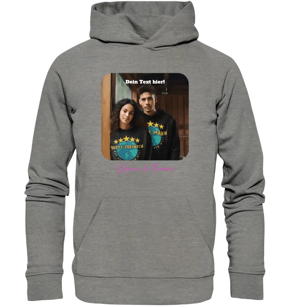 Dein Bild in viereckiger Form - Unisex Premium Hoodie XS - 5XL aus Bio - Baumwolle für Damen & Herren - HalloGeschenk.de