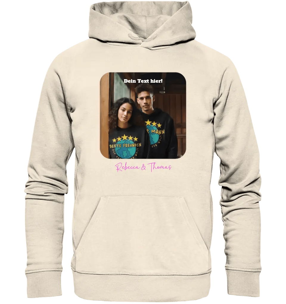 Dein Bild in viereckiger Form - Unisex Premium Hoodie XS - 5XL aus Bio - Baumwolle für Damen & Herren - HalloGeschenk.de